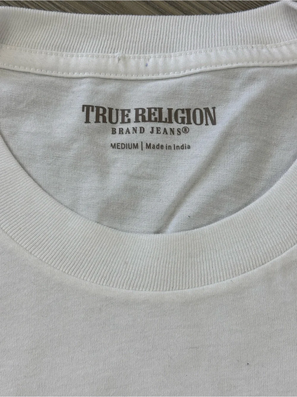 True Religion White Graphic 'TRUE' Logo Tee with Red Accent